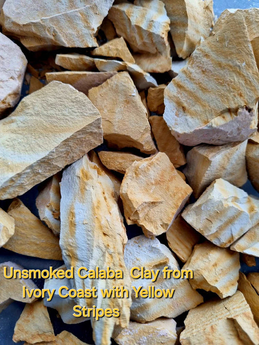 Edible Unsmoked Kaolin  Calaba Clay with Yellow Strips 100grams Limited stock